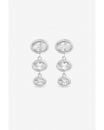 Inicio Sterling Silver Plated Graduated Cubic Zirconia Bezel Drop Earrings