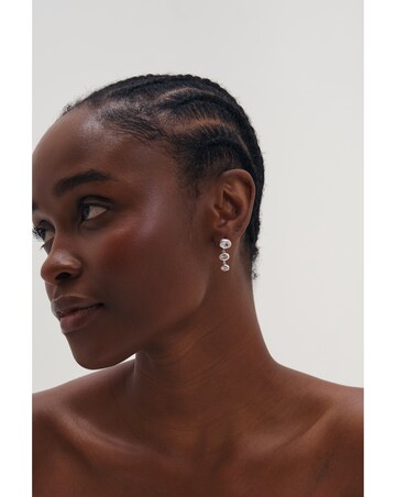 Inicio Sterling Silver Plated Graduated Cubic Zirconia Bezel Drop Earrings