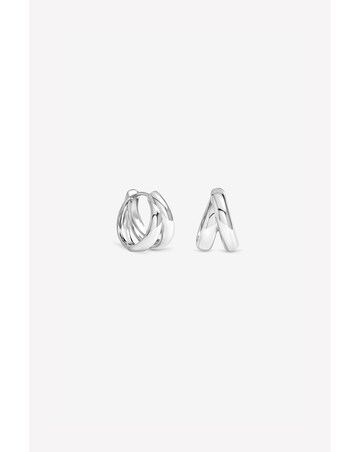 Inicio Silver Double Row Hoops