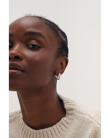 Inicio Silver Double Row Hoops