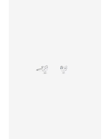 Simply Silver 925 Sterling Silver Mini 5mm Cubic Zirconia Heart Studs
