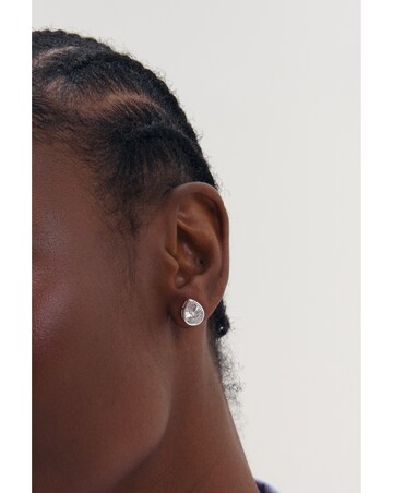 Inicio Silver Pear Bezel Studs