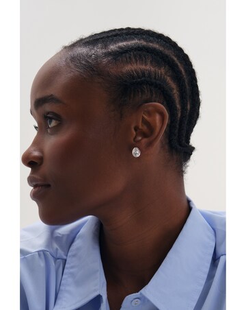 Inicio Silver Pear Bezel Studs