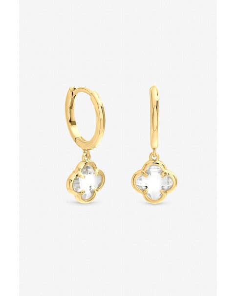 New In - Gold Crystal Clover Charm Hoops