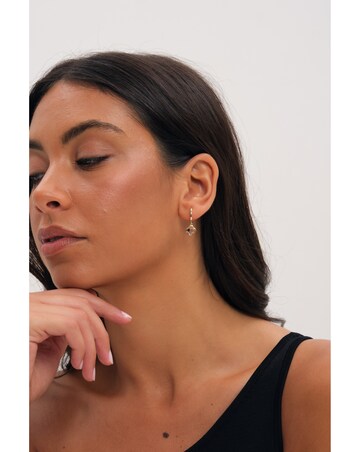 Inicio Gold Crystal Clover Charm Huggie Hoops
