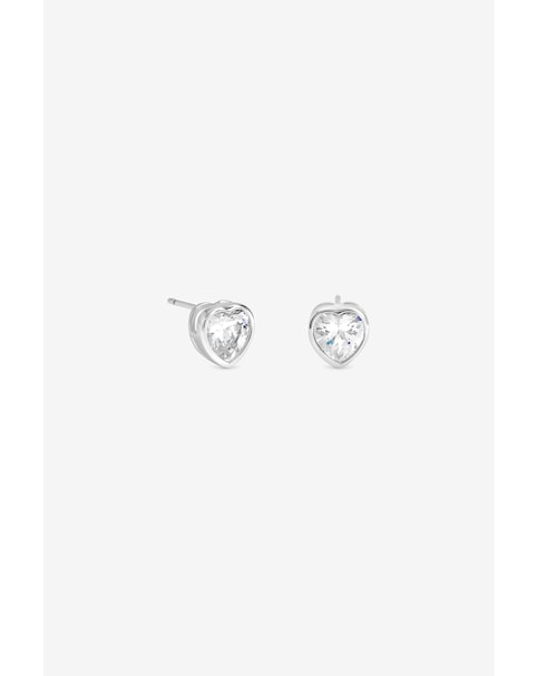 New In - Silver Heart Bezel Studs