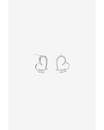 Inicio Silver Pave Open Heart Studs