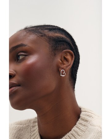 Inicio Silver Pave Open Heart Studs