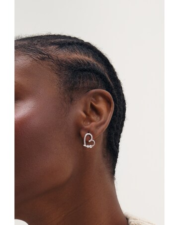 Inicio Silver Pave Open Heart Studs