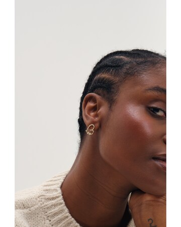 Inicio Gold Pave Open Heart Studs