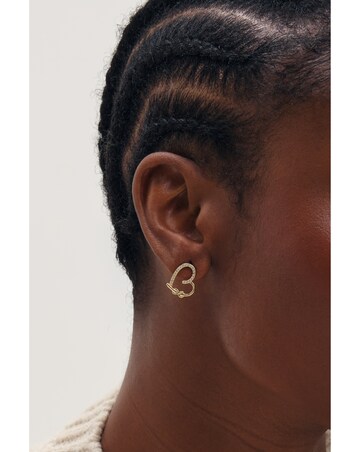 Inicio Gold Pave Open Heart Studs