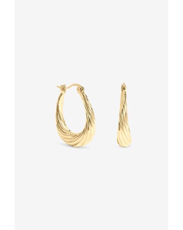 Inicio Gold Textured Large Oval Catch Hoops