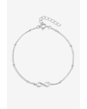 Simply Silver 925 Sterling Silver Polished Infinity Station Chain Bracelet
