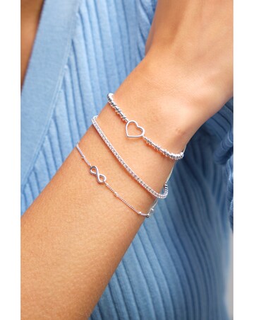 Simply Silver 925 Sterling Silver Polished Infinity Station Chain Bracelet