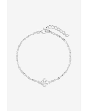 Simply Silver 925 Sterling Silver Cubic Zirconia Clover Bracelet - Gift Pouch