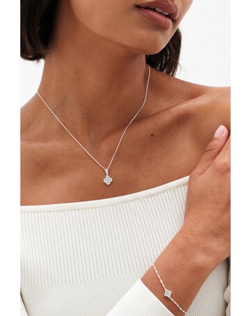 Simply Silver 925 Sterling Silver Cubic Zirconia Clover Bracelet - Gift Pouch