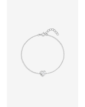 Simply Silver 925 Sterling Silver Bezel Heart Bracelet - Gift Pouch