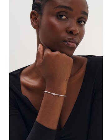 Inicio Silver Heart Bezel Tennis Bracelet