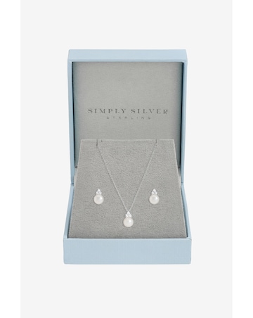 Simply Silver 925 Sterling Silver Freshwater Pearl Set - Gift Box