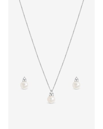Simply Silver 925 Sterling Silver Freshwater Pearl Set - Gift Box