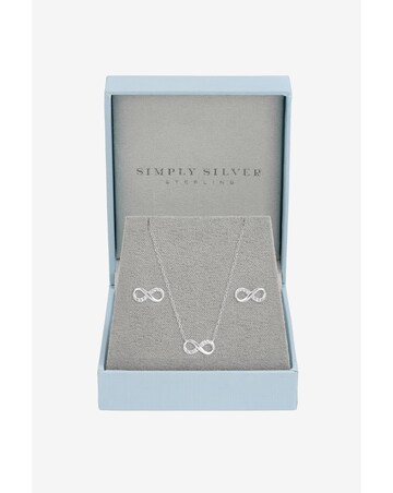 Simply Silver 925 Sterling Silver Pave Infinity Set - Gift Box