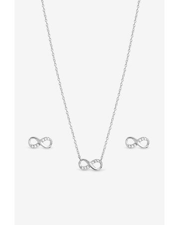 Simply Silver 925 Sterling Silver Pave Infinity Set - Gift Box