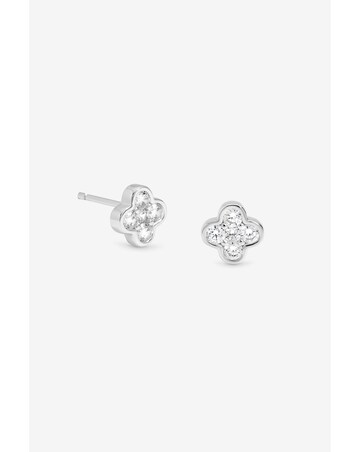 Simply Silver 925 Sterling Silver Polished And Cubic Zirconia Stud Earrings