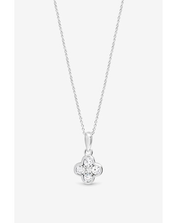 Simply Silver 925 Sterling Silver Cubic Zirconia Clover Pendant - Gift Pouch