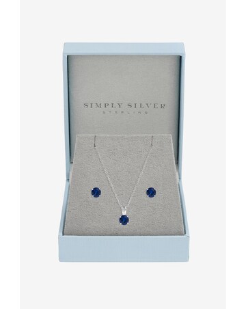 Simply Silver 925 Sterling Silver Sapphire Solitaire Set - Gift Box
