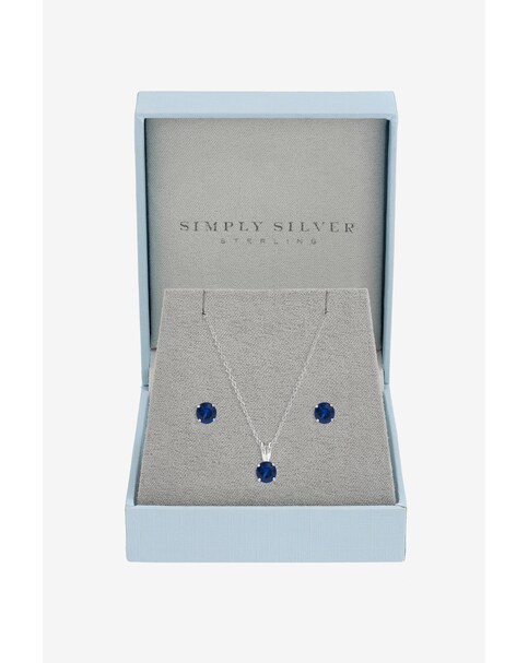 New In - Silver Sapphire Solitaire Set