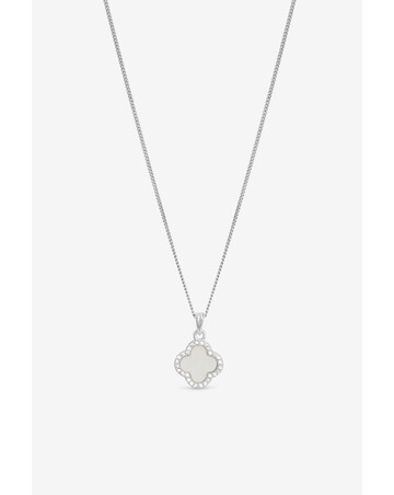 Simply Silver 925 Sterling Silver Cubic Zirconia & Mother Of Pearl Pendant