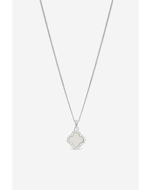 New In - Silver CZ & MOP Clover Pendant