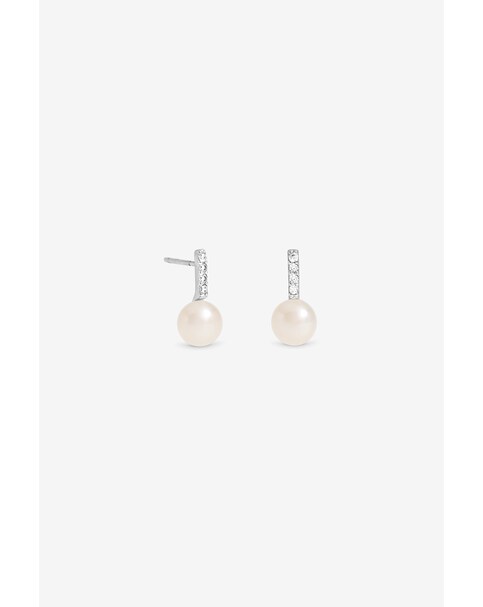 New In - Silver Freshwater Pearl Bar Studs