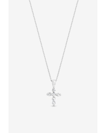 Simply Silver 925 Sterling Silver Cubic Zirconia Cross Necklace - Gift Pouch