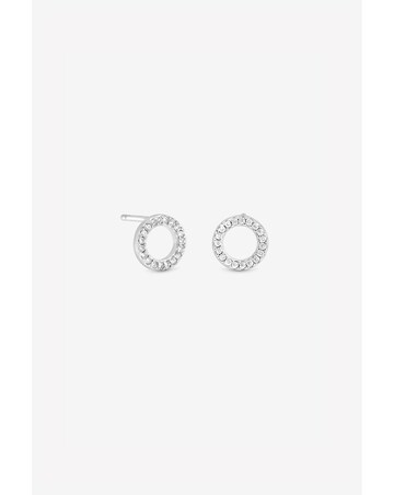 Simply Silver 925 Sterling Silver Cubic Zirconia Open Circle Stud Earrings