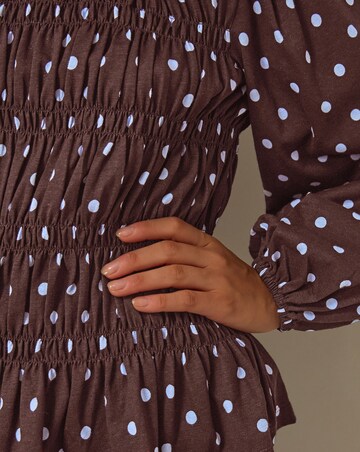 Monsoon Shae Smocked Polka Dot Top