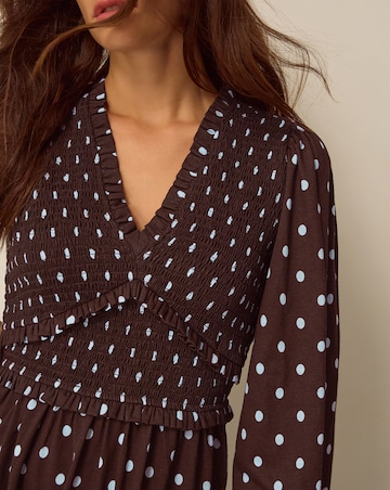 Monsoon Shae Polka Dot Jersey Midi Dress