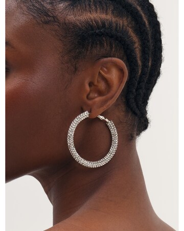 Mood Silver Crystal Statement Hoop Earrings