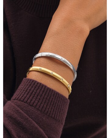 Jon Richard Silver Plated Textured Stainless Steel Crystal Bangle