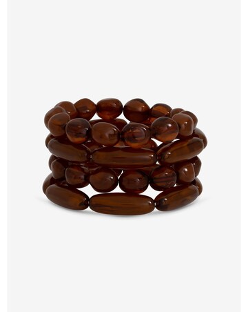 Mood Brown Beaded Multirow Stretch Bracelet - Pack Of 4