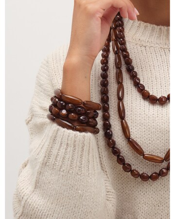 Mood Brown Beaded Multirow Stretch Bracelet - Pack Of 4