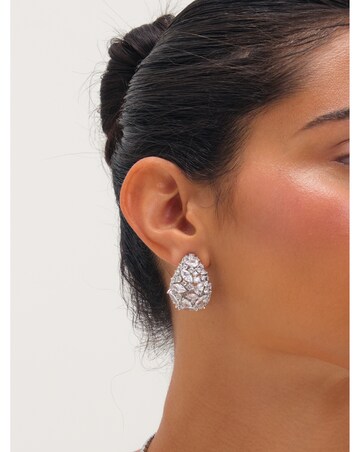 Jon Richard Rhodium Plated Cubic Zirconia Crystal Dome Earrings