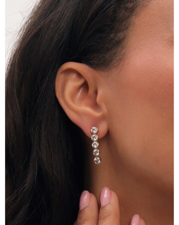 Jon Richard Gold Plated Tennis Round Bezel Drop Earrings