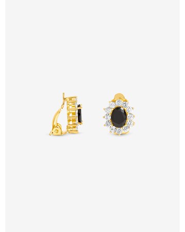 Jon Richard Gold Plated And Jet Vintage Halo Clip Earrings