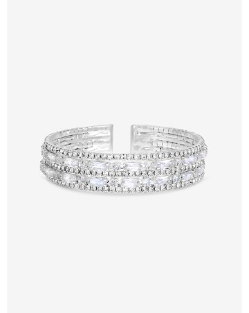 Jon Richard Rhodium Plated And Crystal Multi Stone Cuff