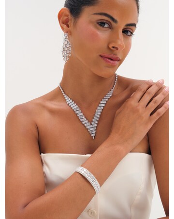 Jon Richard Rhodium Plated And Crystal Multi Stone Cuff