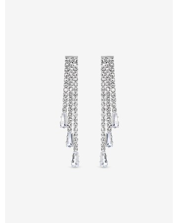 Jon Richard Rhodium Plated Multi Drop Crystal Earrings