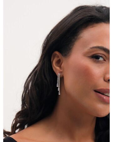 Jon Richard Rhodium Plated And Crystal Multistone Drop Earrings