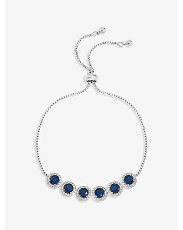 Jon Richard Rhodium Plated Sapphire Toggle Bracelet