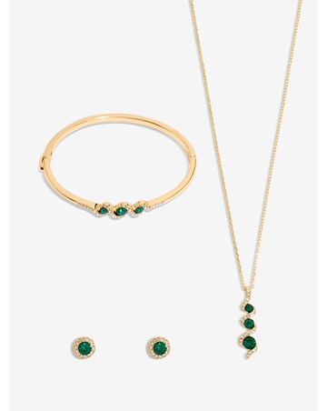 Jon Richard Gold Plate Emerald And Crystal Twist Drop Trio Set